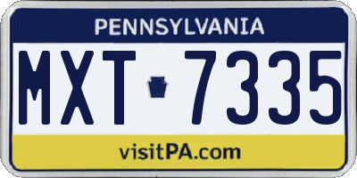 PA license plate MXT7335