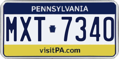 PA license plate MXT7340