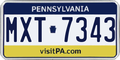 PA license plate MXT7343