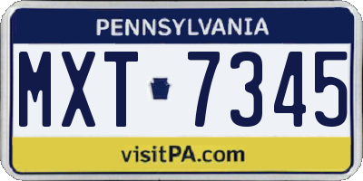PA license plate MXT7345