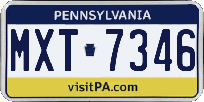 PA license plate MXT7346