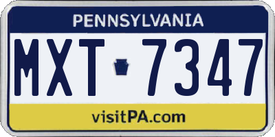 PA license plate MXT7347