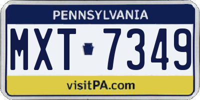 PA license plate MXT7349