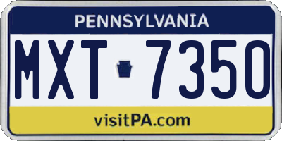 PA license plate MXT7350