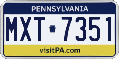 PA license plate MXT7351