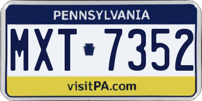PA license plate MXT7352