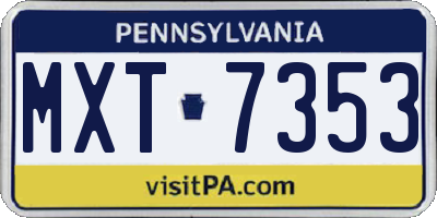 PA license plate MXT7353