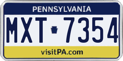 PA license plate MXT7354