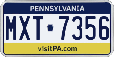 PA license plate MXT7356