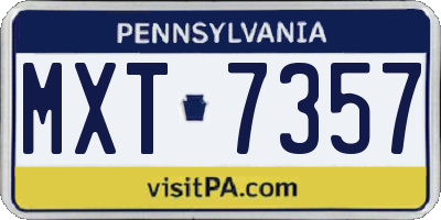 PA license plate MXT7357