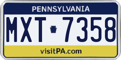PA license plate MXT7358