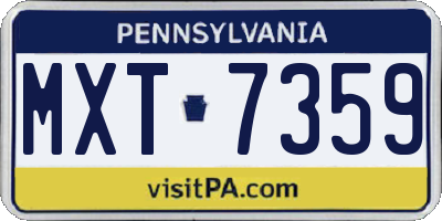 PA license plate MXT7359