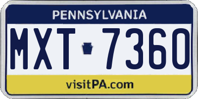 PA license plate MXT7360