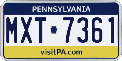 PA license plate MXT7361