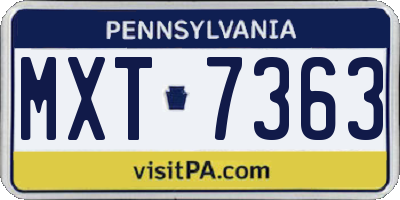 PA license plate MXT7363