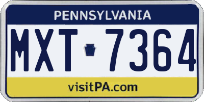PA license plate MXT7364