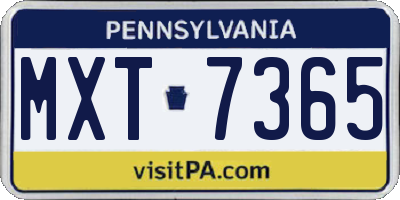 PA license plate MXT7365