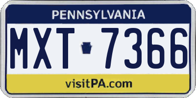PA license plate MXT7366