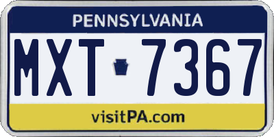PA license plate MXT7367
