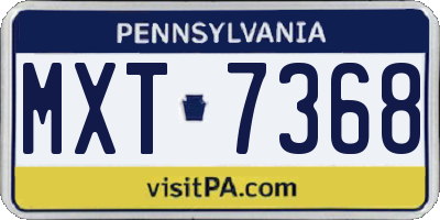 PA license plate MXT7368