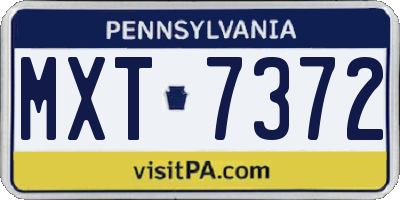 PA license plate MXT7372