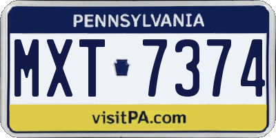 PA license plate MXT7374
