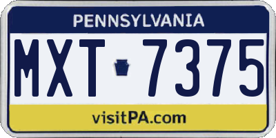 PA license plate MXT7375