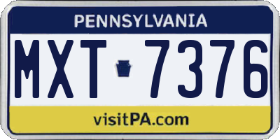 PA license plate MXT7376