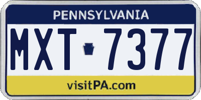 PA license plate MXT7377