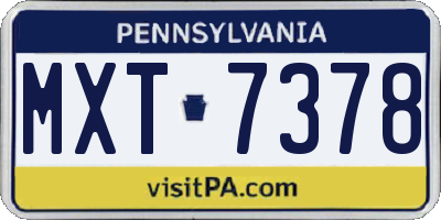 PA license plate MXT7378