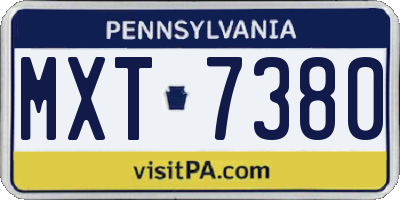 PA license plate MXT7380