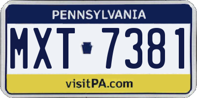 PA license plate MXT7381
