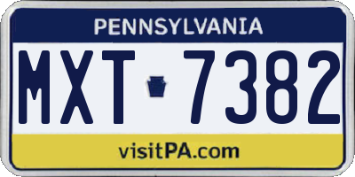 PA license plate MXT7382
