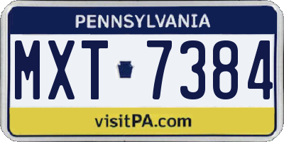 PA license plate MXT7384