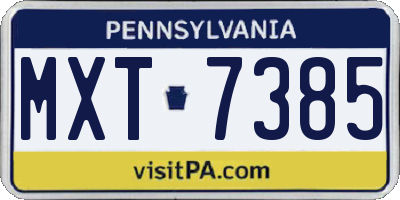 PA license plate MXT7385