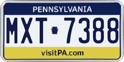 PA license plate MXT7388