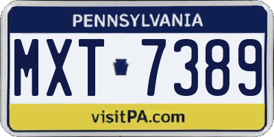 PA license plate MXT7389