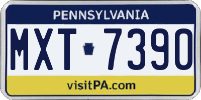 PA license plate MXT7390