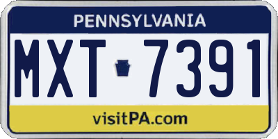 PA license plate MXT7391