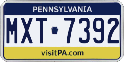 PA license plate MXT7392