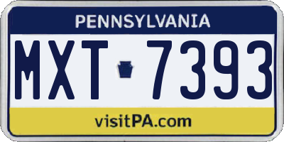 PA license plate MXT7393