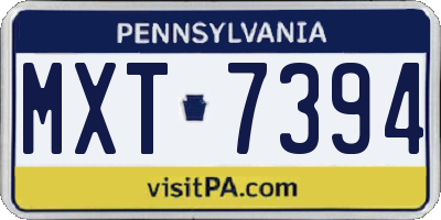 PA license plate MXT7394