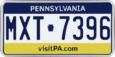PA license plate MXT7396