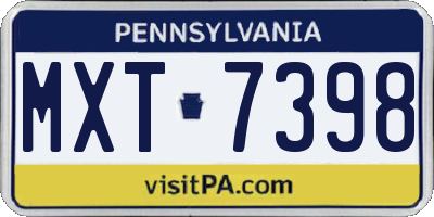 PA license plate MXT7398