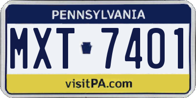 PA license plate MXT7401