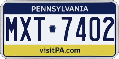 PA license plate MXT7402