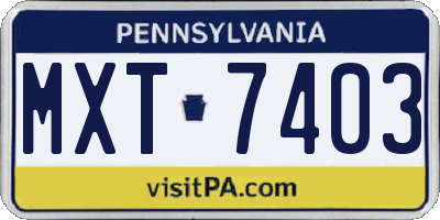 PA license plate MXT7403