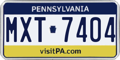 PA license plate MXT7404