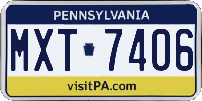 PA license plate MXT7406