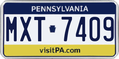 PA license plate MXT7409